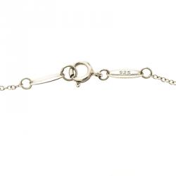 Pre Owned Tiffany & Co. Heart Key Enamel Silver Pendant Chain Necklace