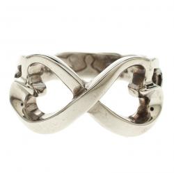 Pre Owned Tiffany & Co. Paloma Picasso Double Loving Heart Silver Ring Size 50.5