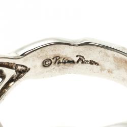 Pre Owned Tiffany & Co. Paloma Picasso Double Loving Heart Silver Ring Size 50.5