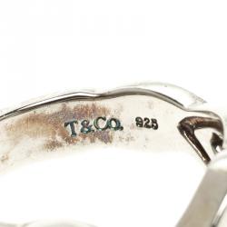 Pre Owned Tiffany & Co. Paloma Picasso Double Loving Heart Silver Ring Size 50.5