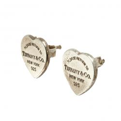 Pre Owned Tiffany & Co Return To Tiffany Silver Heart Stud Earrings