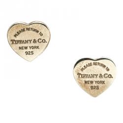Pre Owned Tiffany & Co Return To Tiffany Silver Heart Stud Earrings