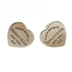 Pre Owned Tiffany & Co Return To Tiffany Silver Heart Stud Earrings
