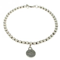 Pre Owned Tiffany & Co. Return to Tiffany Round Tag Silver Bead Bracelet