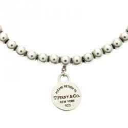 Pre Owned Tiffany & Co. Return to Tiffany Round Tag Silver Bead Bracelet