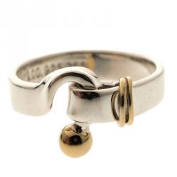 Pre Owned Tiffany & Co. Yellow Gold & Silver Ring Size 50.5