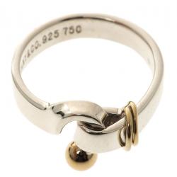 Pre Owned Tiffany & Co. Yellow Gold & Silver Ring Size 50.5