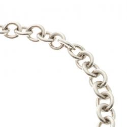 Pre Owned Tiffany & Co. Heart Tag Charm Silver Chain Toggle Necklace