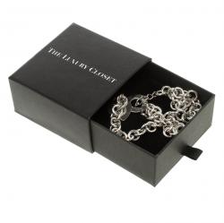 Pre Owned Tiffany & Co. Heart Tag Charm Silver Chain Toggle Necklace