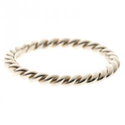 Pre Owned Tiffany & Co. Twist Silver Narrow Band Ring Size 55