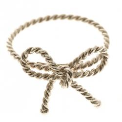 Pre Owned Tiffany & Co. Twist Bow Silver Ring Size 53