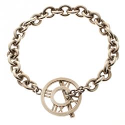 Pre Owned Tiffany & Co Atlas Silver Chain Link Toggle Bracelet 