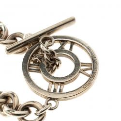 Pre Owned Tiffany & Co Atlas Silver Chain Link Toggle Bracelet 