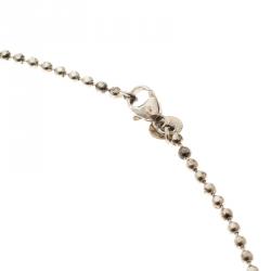 Pre Owned Tiffany & Co. Return To Tiffany Heart Tag Enamel Finish Pendant Silver Bead Necklace
