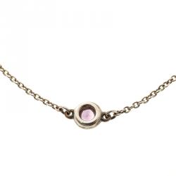 Pre Owned Tiffany & Co. Elsa Peretti Color By The Yard Pink Sapphire Silver Bracelet