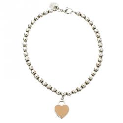 Pre Owned Tiffany & Co. Return to Tiffany Heart Tag Enamel Silver Beads Bracelet