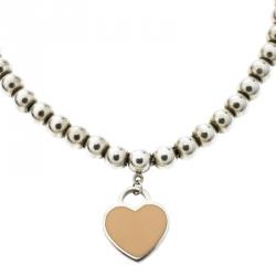 Pre Owned Tiffany & Co. Return to Tiffany Heart Tag Enamel Silver Beads Bracelet