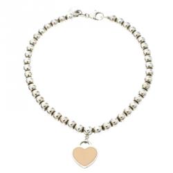 Pre Owned Tiffany & Co. Return to Tiffany Heart Tag Enamel Silver Beads Bracelet