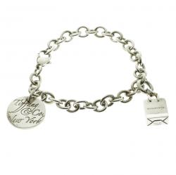 Tiffany & Co. Tiffany Note & Shopping Bag Charm Silver Bracelet
