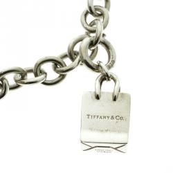 Tiffany & Co. Tiffany Note & Shopping Bag Charm Silver Bracelet
