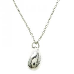 Pre Owned Tiffany Elsa Peretti Teardrop Silver Pendant Chain Necklace