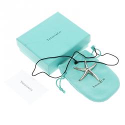 Pre Owned Tiffany & Co. Elsa Peretti Starfish Sliver Pendant Cord Necklace
