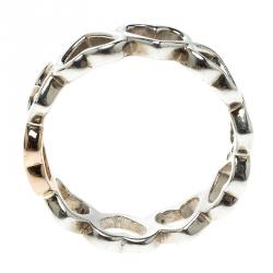 Pre Owned Tiffany and Co. Hearts 18k Rose Gold & Silver Band Ring Size 58