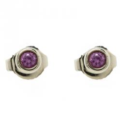 Pre Owned Tiffany & Co. Elsa Peretti Color By The Yard Pink Sapphire Silver Stud Earrings