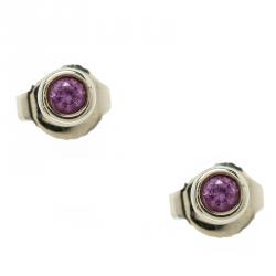 Pre Owned Tiffany & Co. Elsa Peretti Color By The Yard Pink Sapphire Silver Stud Earrings 