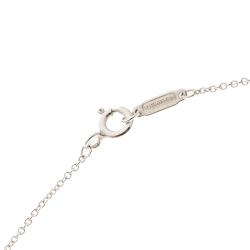 Pre Owned Tiffany & Co. Return to Tiffany Mini Double Heart Tag Pink Enamel Silver Pendant Necklace