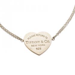 Pre Owned Tiffany & Co. Return To Tiffany Heart Tag Silver Chain Bracelet