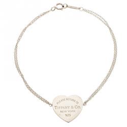 Pre Owned Tiffany & Co. Return To Tiffany Heart Tag Silver Chain Bracelet