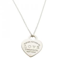 Pre Owned Tiffany & Co. Return To Tiffany Love Heart Enamel Silver Pendant Necklace