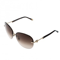 Pre Owned Tiffany & Co. Gold Tone/Brown Gradient TF3023 Aviator Sunglasses