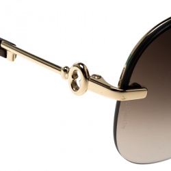 Pre Owned Tiffany & Co. Gold Tone/Brown Gradient TF3023 Aviator Sunglasses