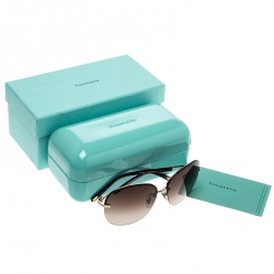 Pre Owned Tiffany & Co. Gold Tone/Brown Gradient TF3023 Aviator Sunglasses