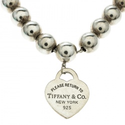 Pre Owned Tiffany & Co. Return To Tiffany Heart Tag Silver Bead Bracelet