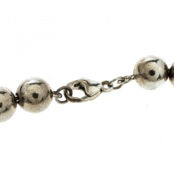 Pre Owned Tiffany & Co. Return To Tiffany Heart Tag Silver Bead Bracelet