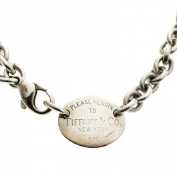 Pre Owned Tiffany & Co. Return to Tiffany Oval Tag Silver Choker Necklace