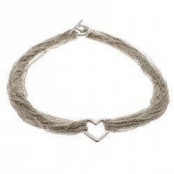 Pre Owned Tiffany & Co Heart Mesh Chain Silver Toggle Necklace