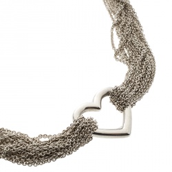 Pre Owned Tiffany & Co Heart Mesh Chain Silver Toggle Necklace