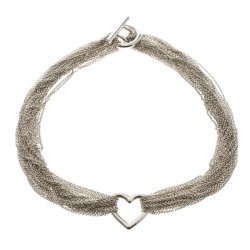 Pre Owned Tiffany & Co Heart Mesh Chain Silver Toggle Necklace
