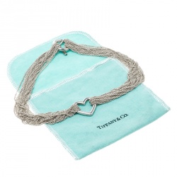 Pre Owned Tiffany & Co Heart Mesh Chain Silver Toggle Necklace