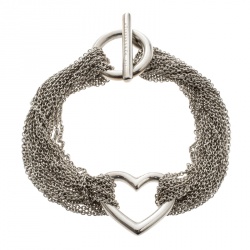 Pre Owned Tiffany & Co. Mesh Heart Silver Necklace Bracelet