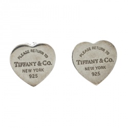 Pre Owned Tiffany & Co. Return To Tiffany Mini Heart Tag Silver Stud Earrings