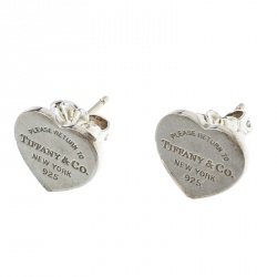 Pre Owned Tiffany & Co. Return To Tiffany Mini Heart Tag Silver Stud Earrings