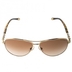 Pre Owned Tiffany & Co. Gold Plated/ Brown Gradient TF3034 Aviator Sunglasses