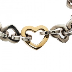 Pre Owned Tiffany & Co. Heart Link 18k yellow gold & Silver Bracelet 17 cm