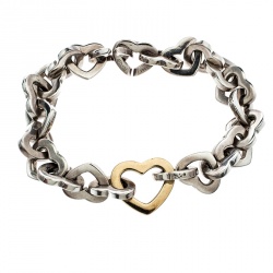 Pre Owned Tiffany & Co. Heart Link 18k yellow gold & Silver Bracelet 17 cm