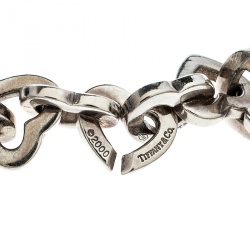 Pre Owned Tiffany & Co. Heart Link 18k yellow gold & Silver Bracelet 17 cm